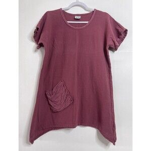 Oh My Gauze Top Womens 2 Large XL Mauve Short Sleeve Lagenlook Shirt Tunic